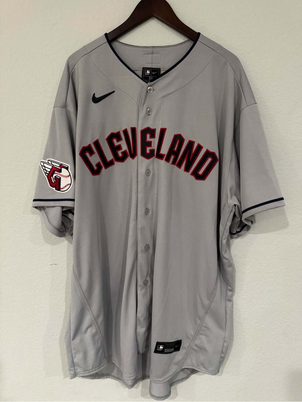 Nike Cleveland Guardians Authentic Gray Elite Baseball Jersey Men’s Size 56
